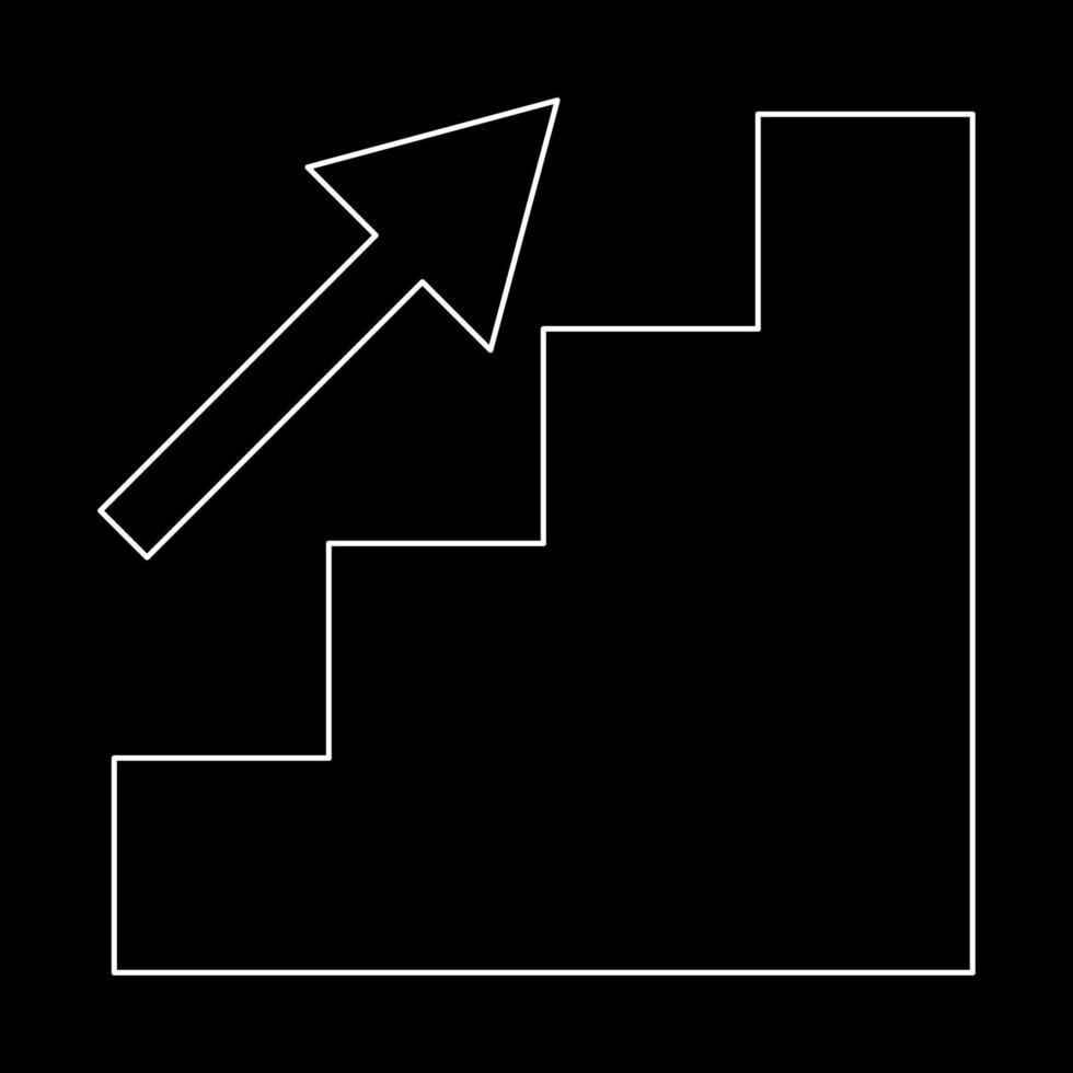 icône de contour blanc de croissance des escaliers vecteur