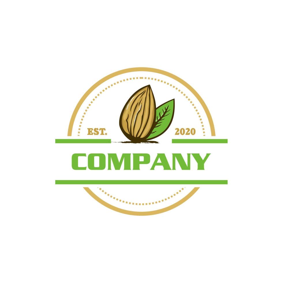 logo de la ferme aux amandes, logo alimentaire vecteur
