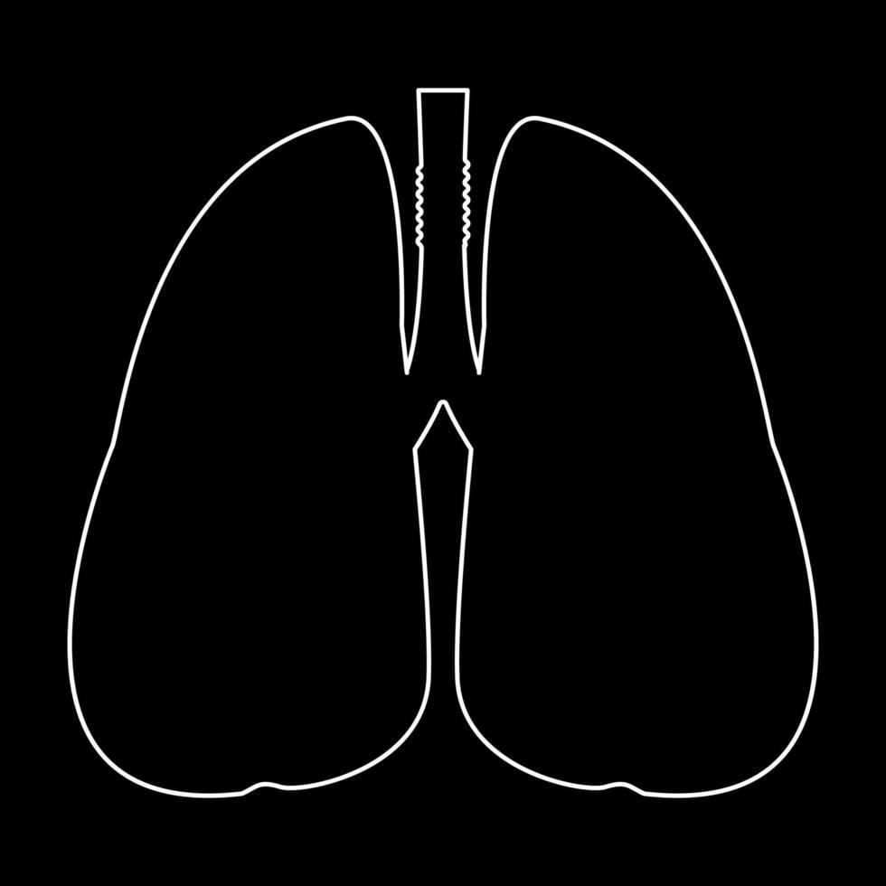 icône de contour blanc des poumons vecteur