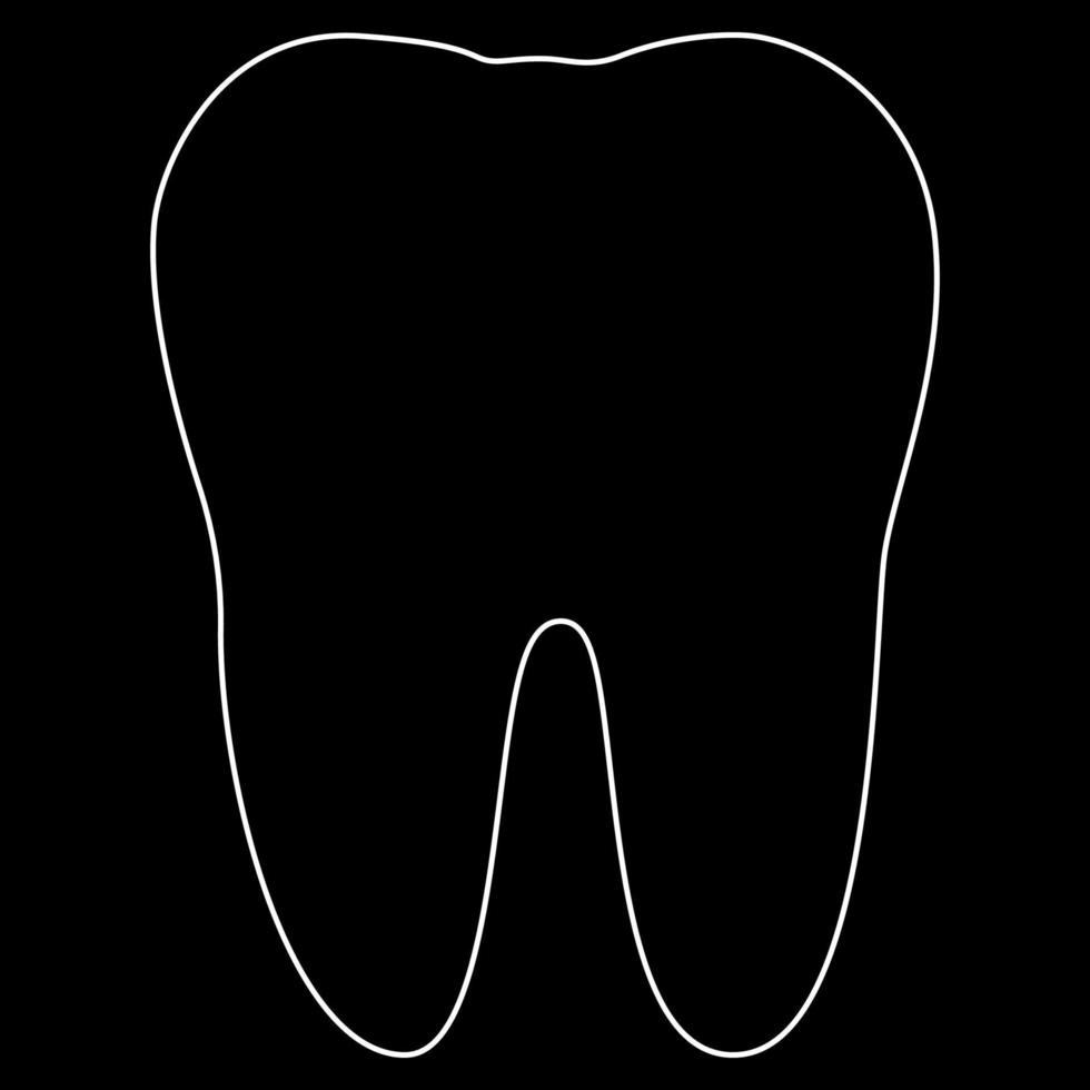 icône de contour blanc dent vecteur