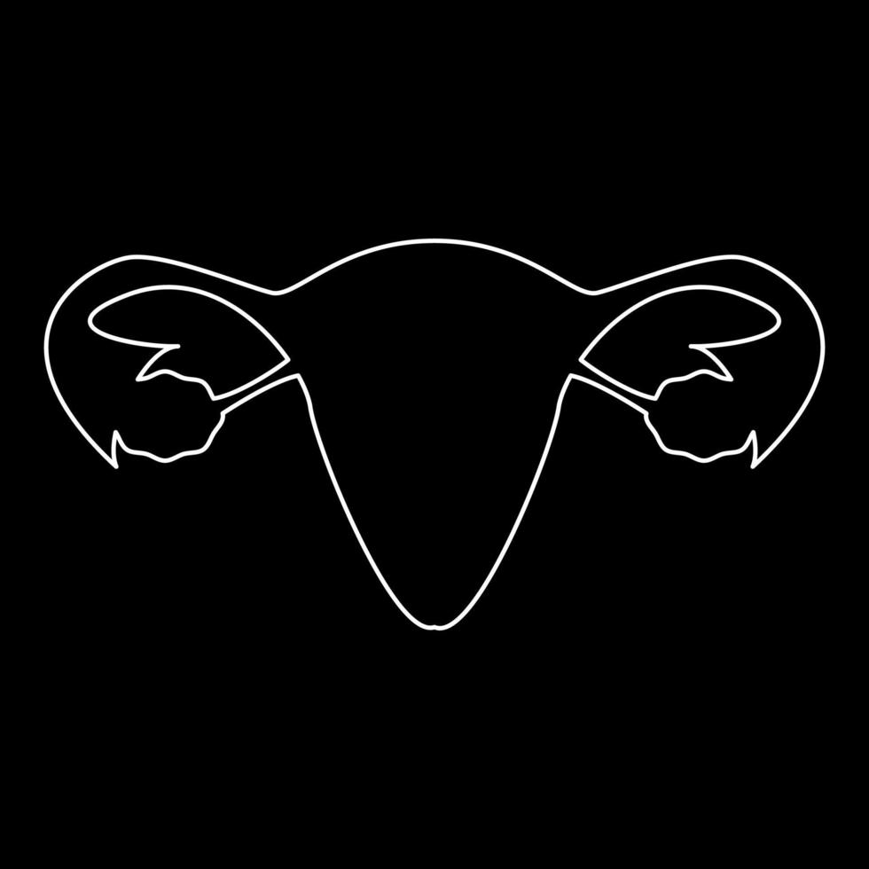 icône de contour blanc utérus vecteur