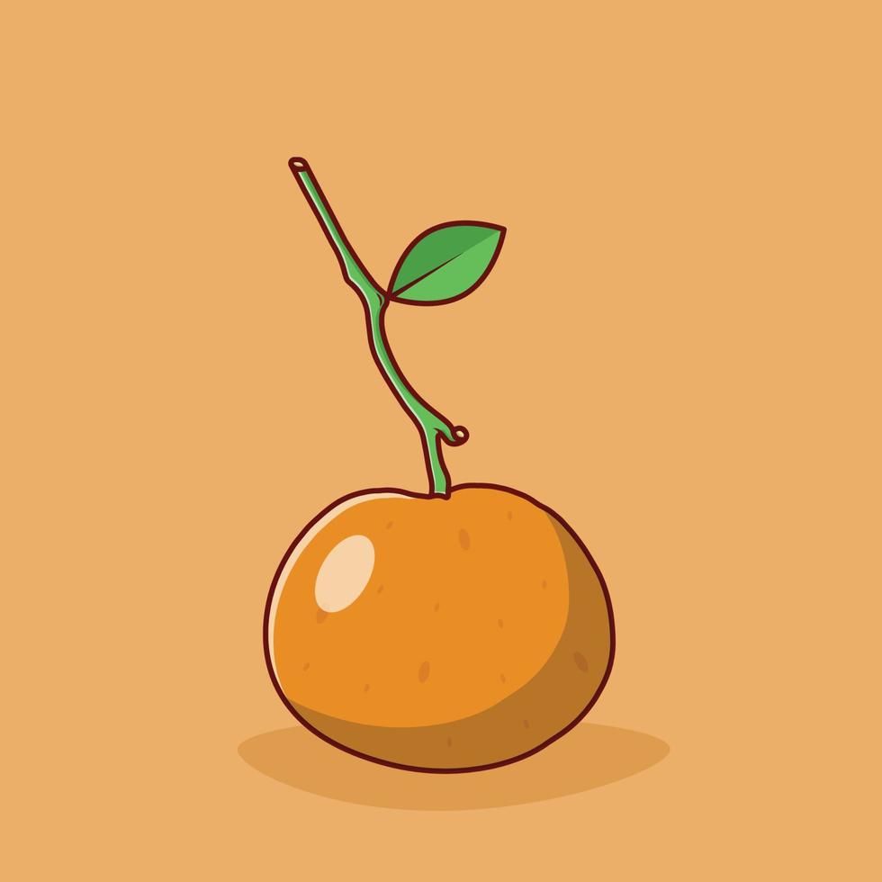 illustration d'icône de vecteur de fruits orange. vecteur de mandarine. style de dessin animé plat adapté à la page de destination web, à la bannière, au dépliant, à l'autocollant, au fond d'écran, à l'arrière-plan