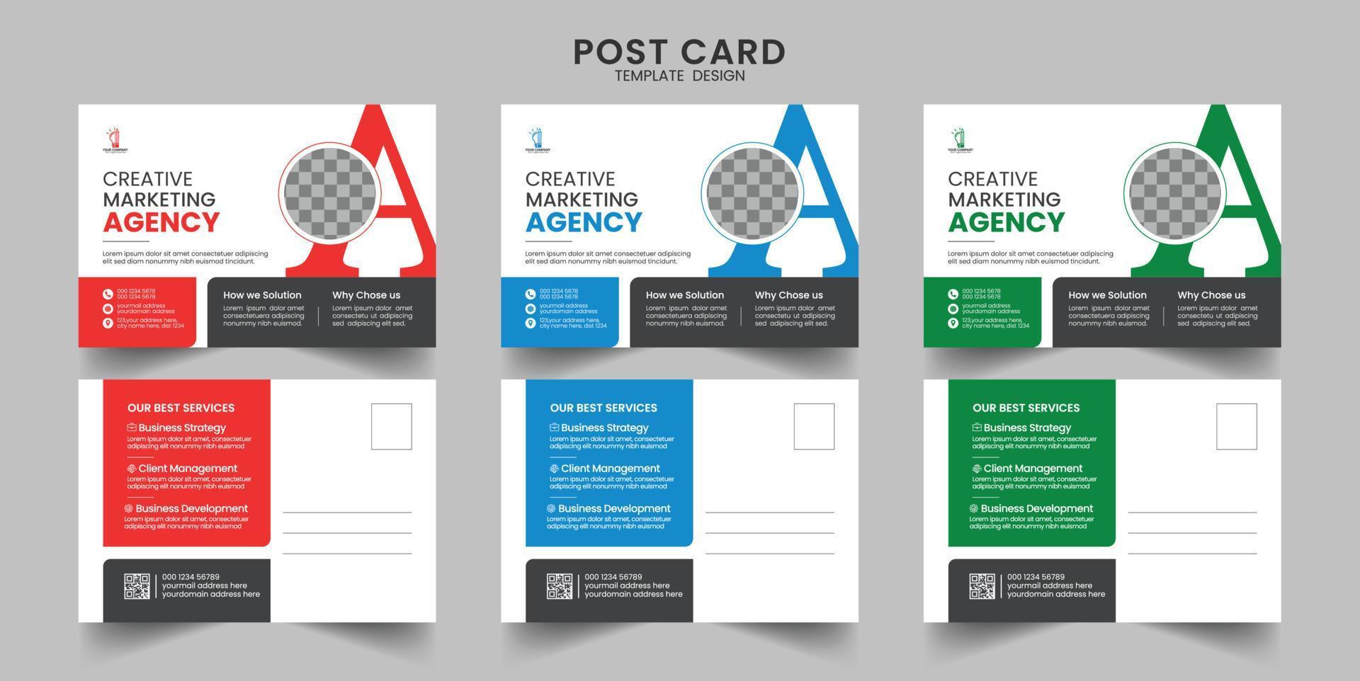conception de modèle de carte postale d'entreprise ou d'agence de marketing et modèle de conception de carte postale eddm vecteur