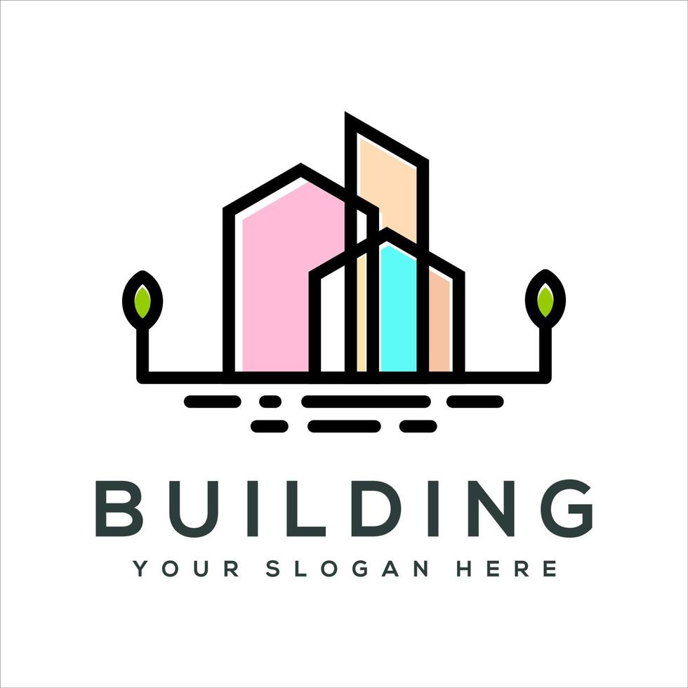 modèle de logo de bâtiment abstrait vecteur