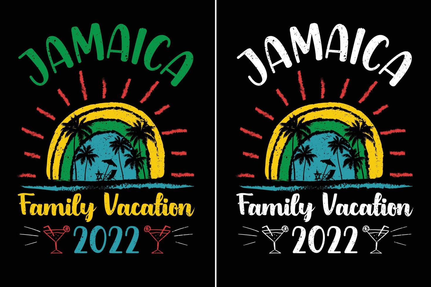 conception de t-shirt vacances en famille jamaïque 2022 vecteur