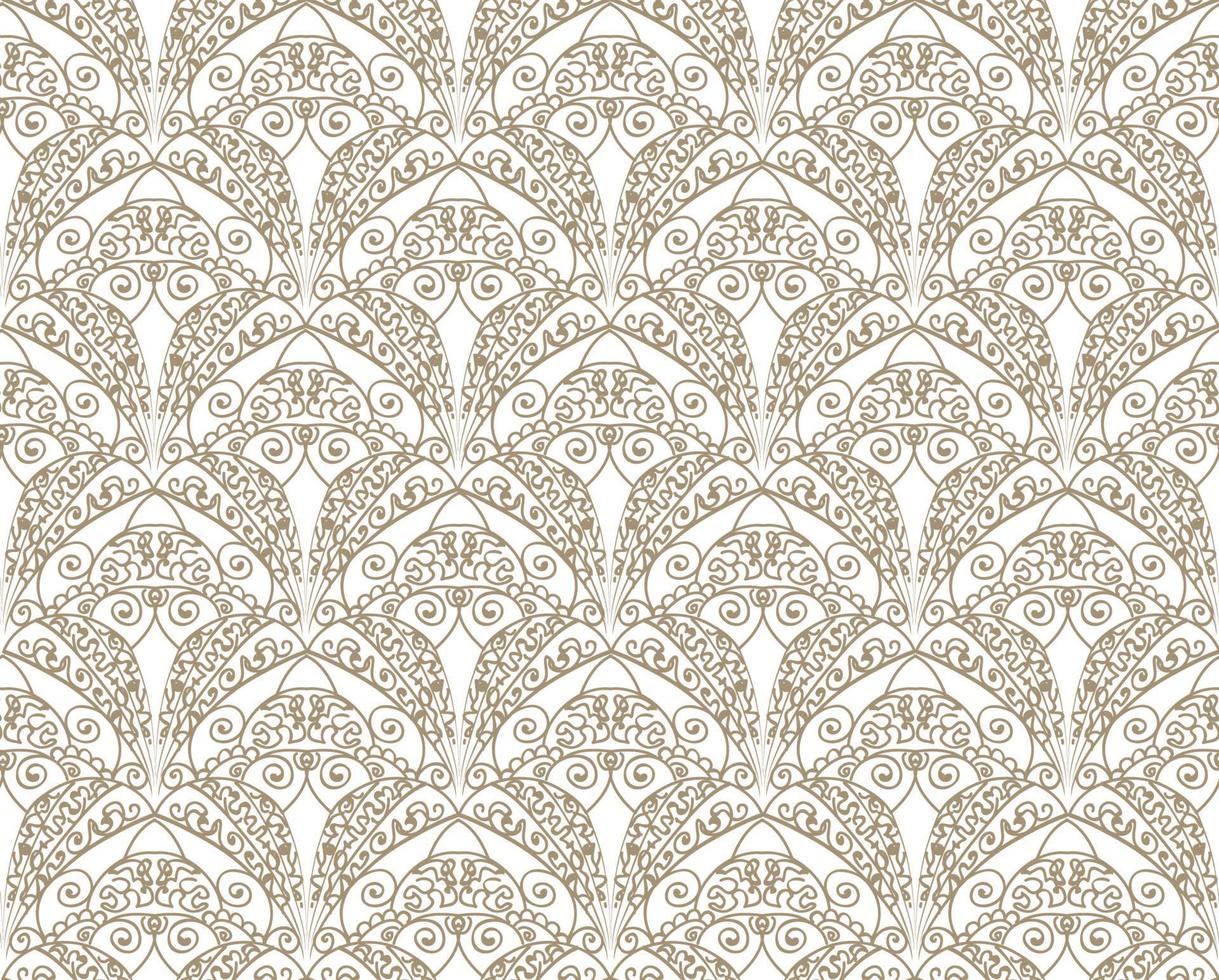 motif floral abstrait harmonieux d'orient avec ornement de ligne asiatique. texture de doodle de ligne tourbillonnante. fond ornemental s'épanouir. vecteur