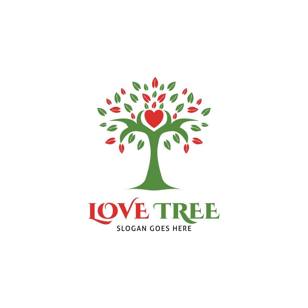 conception de modèle de logo d'arbre d'amour vecteur