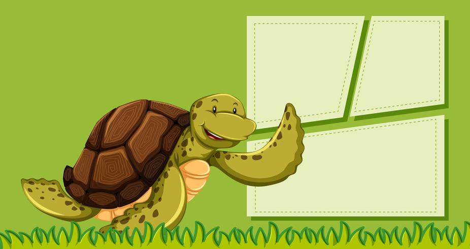 Une tortue sur la note verte vecteur