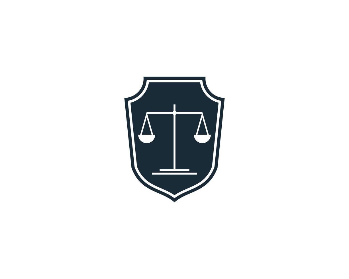 bouclier et échelle de la justice icône vecteur logo modèle illustration design
