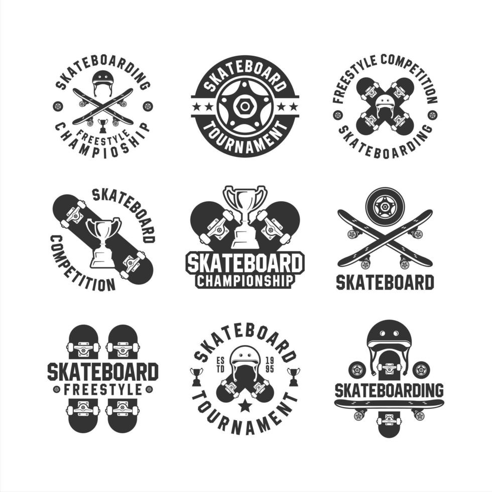 collection de logos de championnat de freestyle de planche à roulettes vecteur