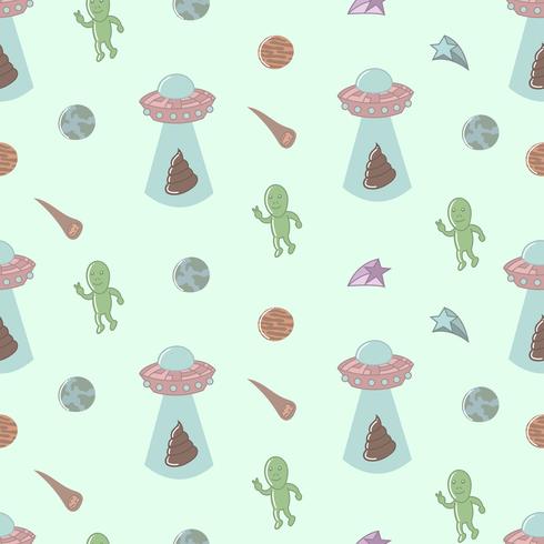 Modèle sans couture extraterrestre et vaisseau spatial vecteur