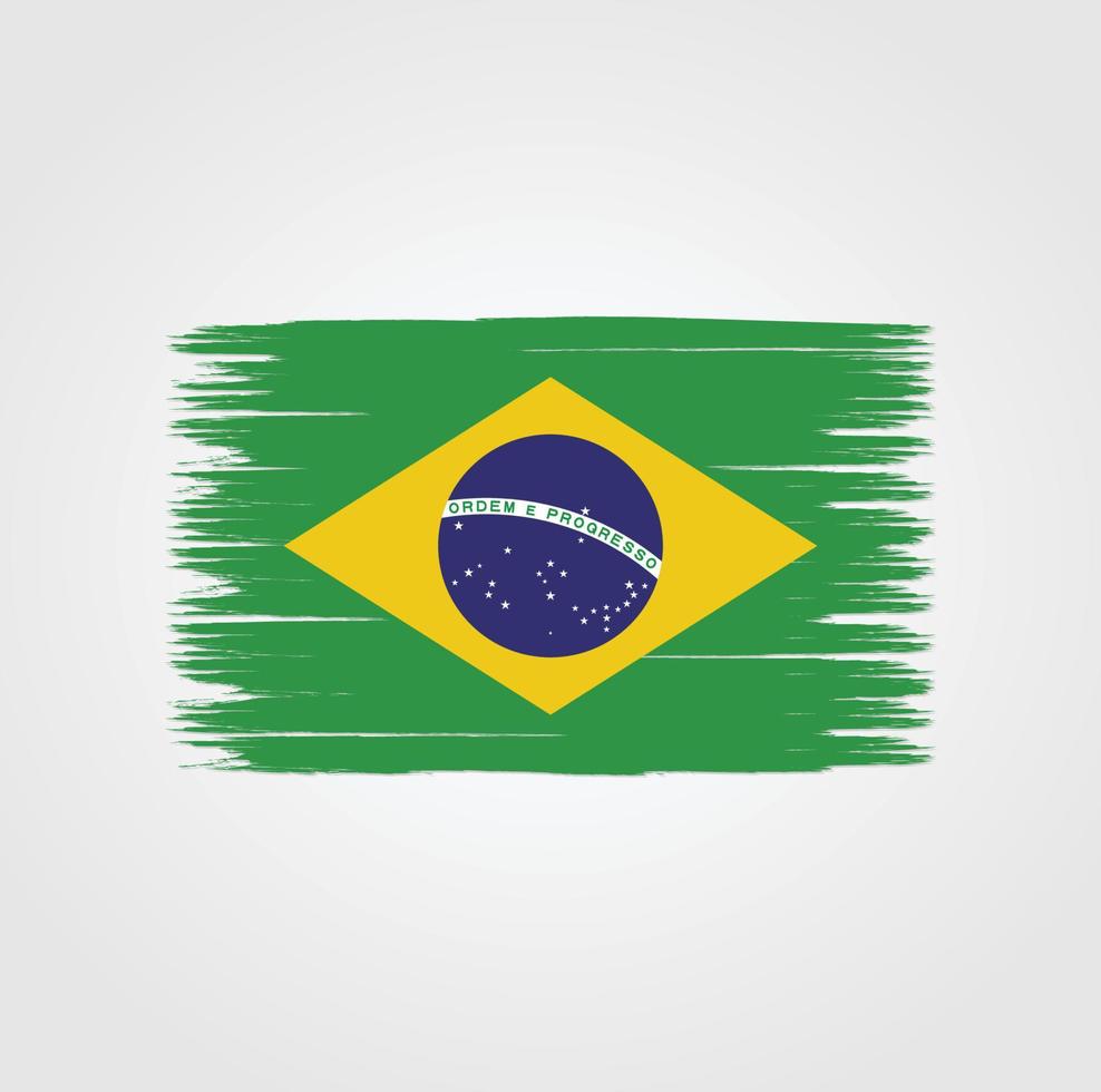 drapeau du brésil avec style pinceau vecteur