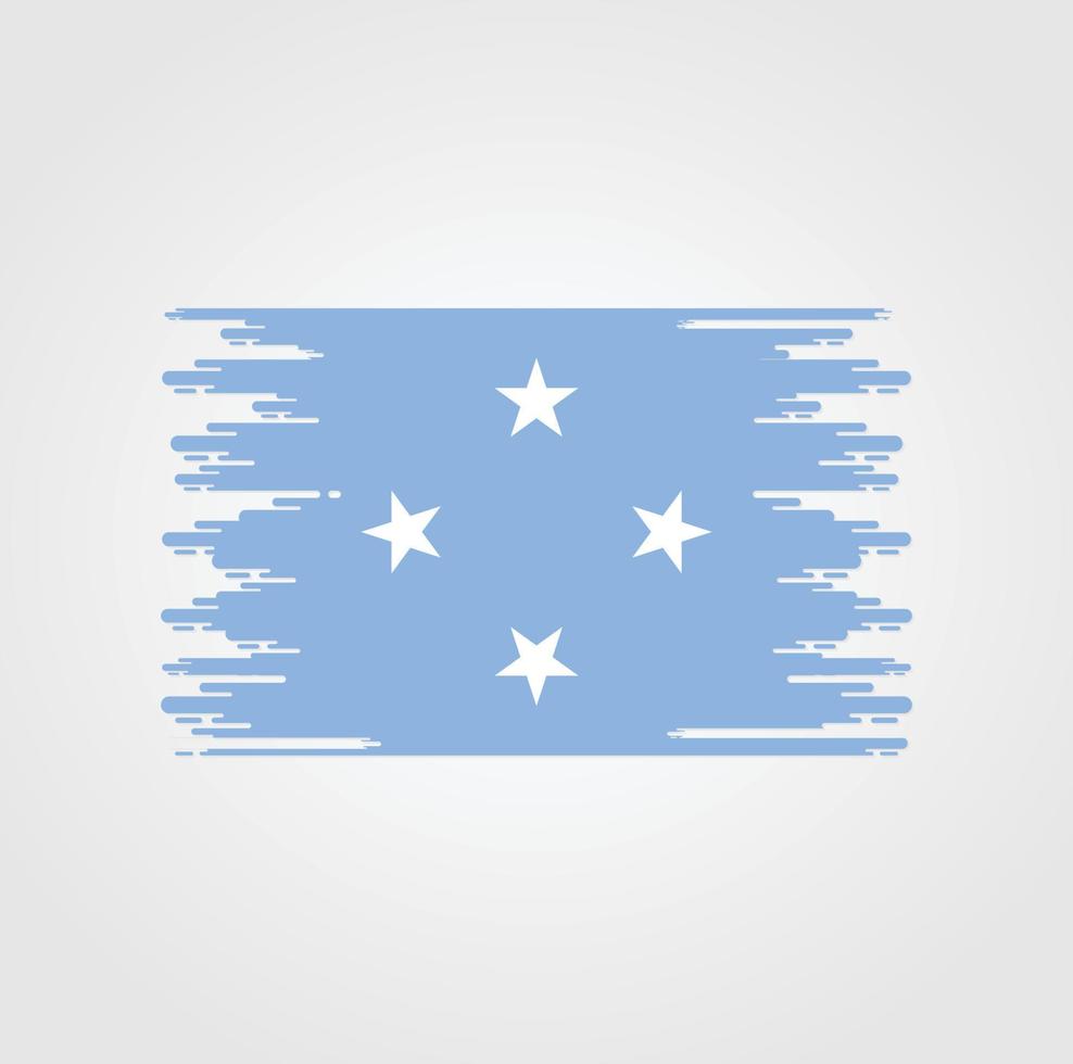 drapeau de la micronésie avec un design de style pinceau aquarelle vecteur