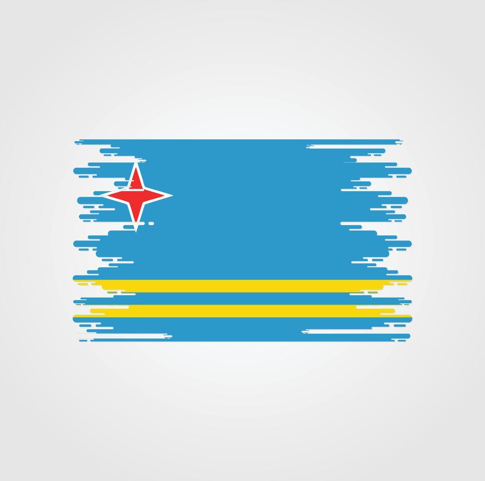 drapeau aruba avec un design de style pinceau aquarelle vecteur