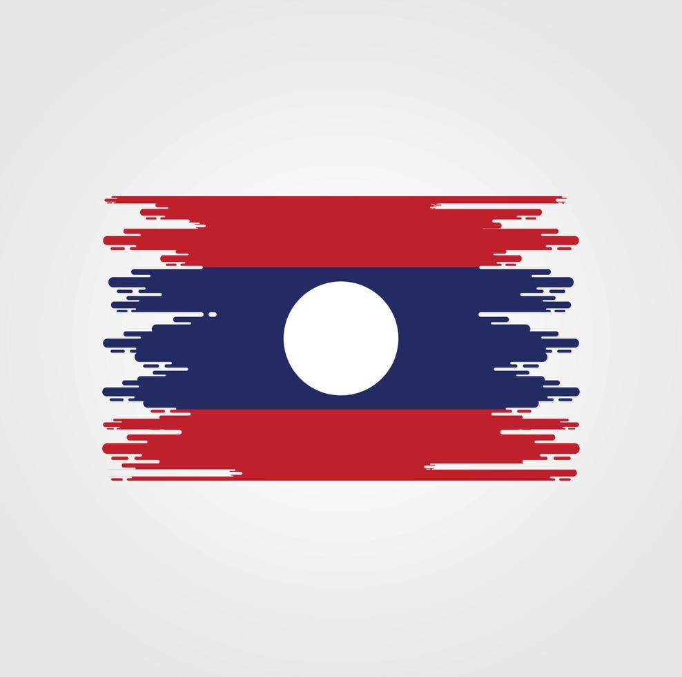 drapeau du laos avec un design de style pinceau aquarelle vecteur