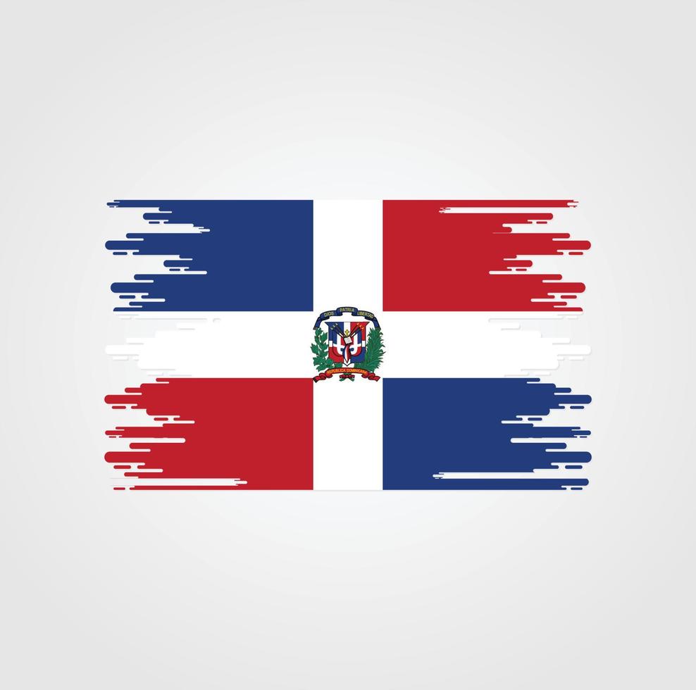drapeau de la république dominicaine avec un design de style pinceau aquarelle vecteur