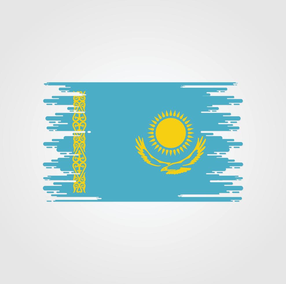 drapeau du kazakhstan avec un design de style pinceau aquarelle vecteur