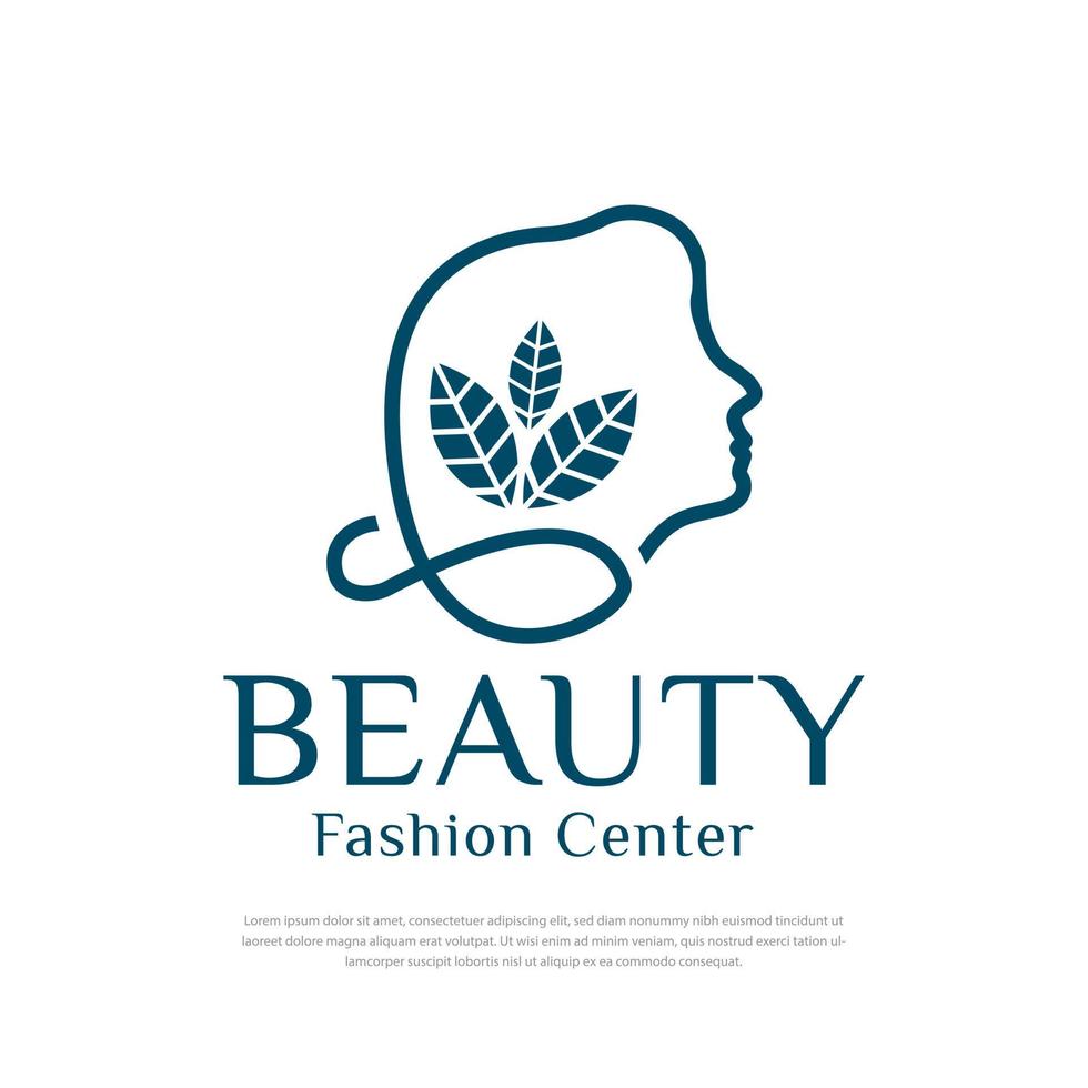visage de fleur de belle femme avec logo de style art en ligne. concept de design féminin pour salon de beauté, massage, magazine, cosmétique et spa. vecteur