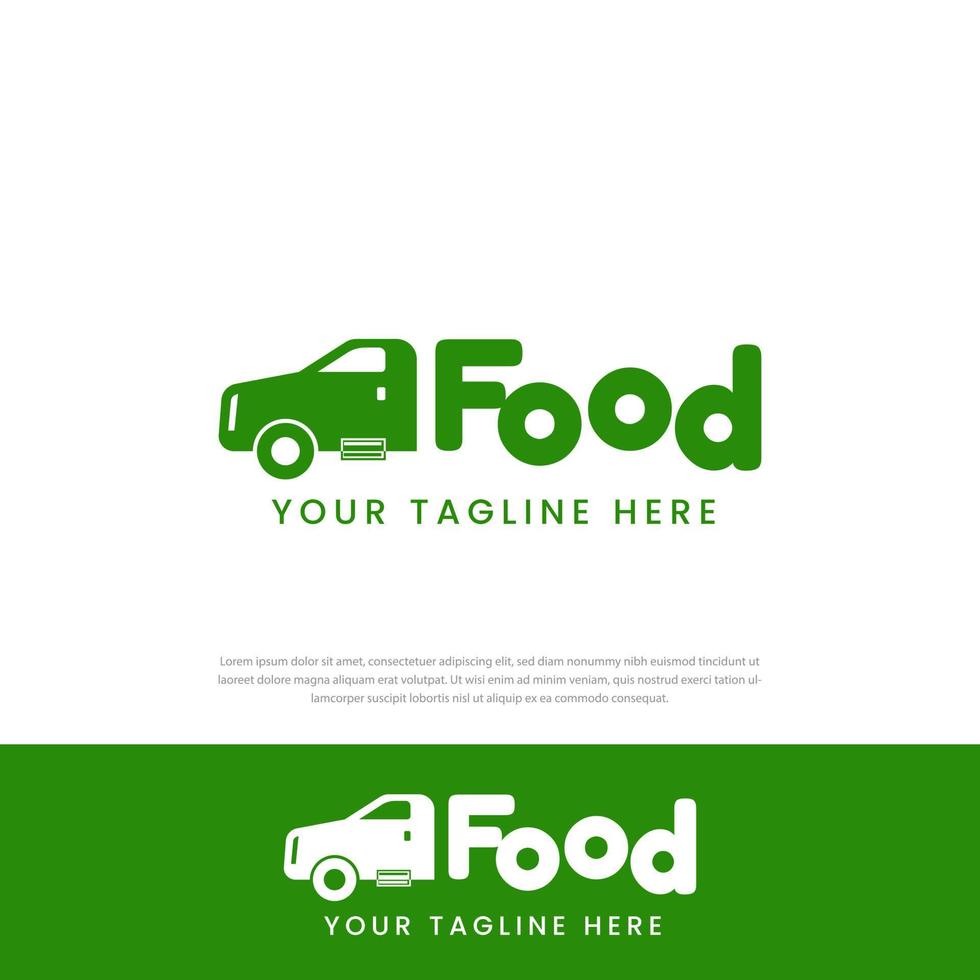 conception de modèle de logo de voiture de camion de nourriture verte simple vecteur