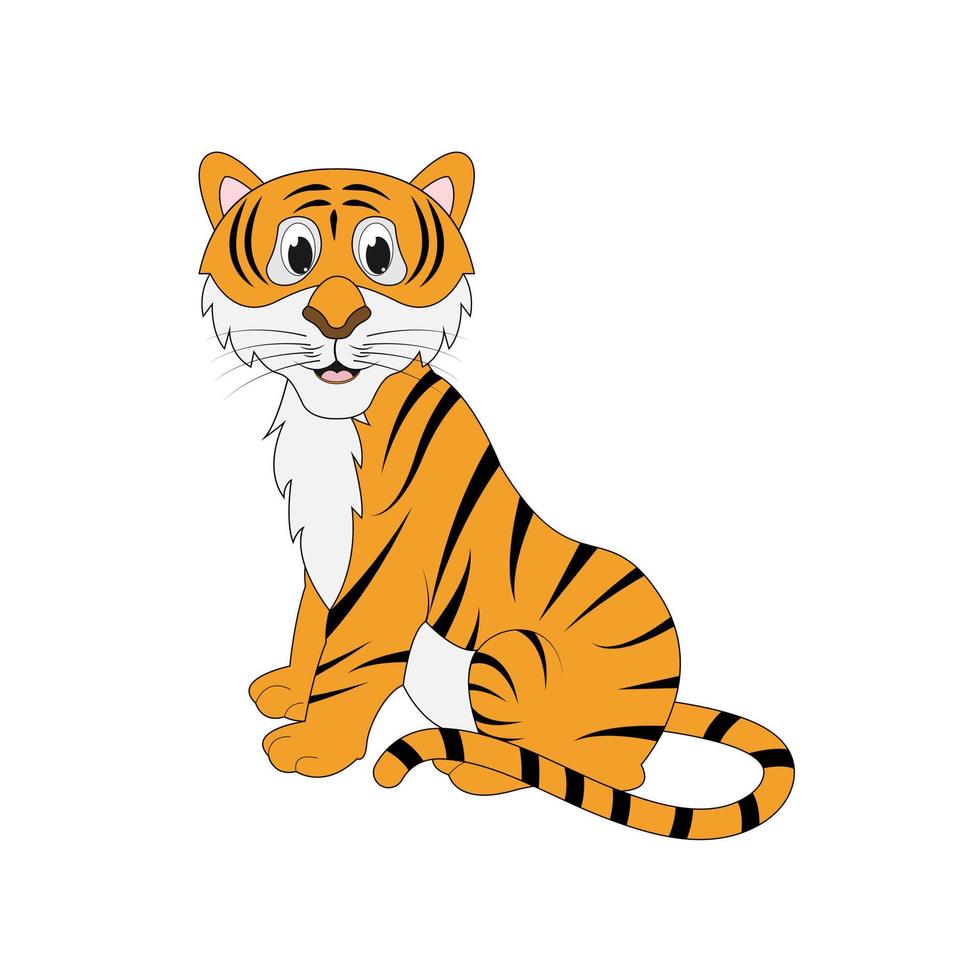 illustration de dessin animé animal mignon tigre vecteur
