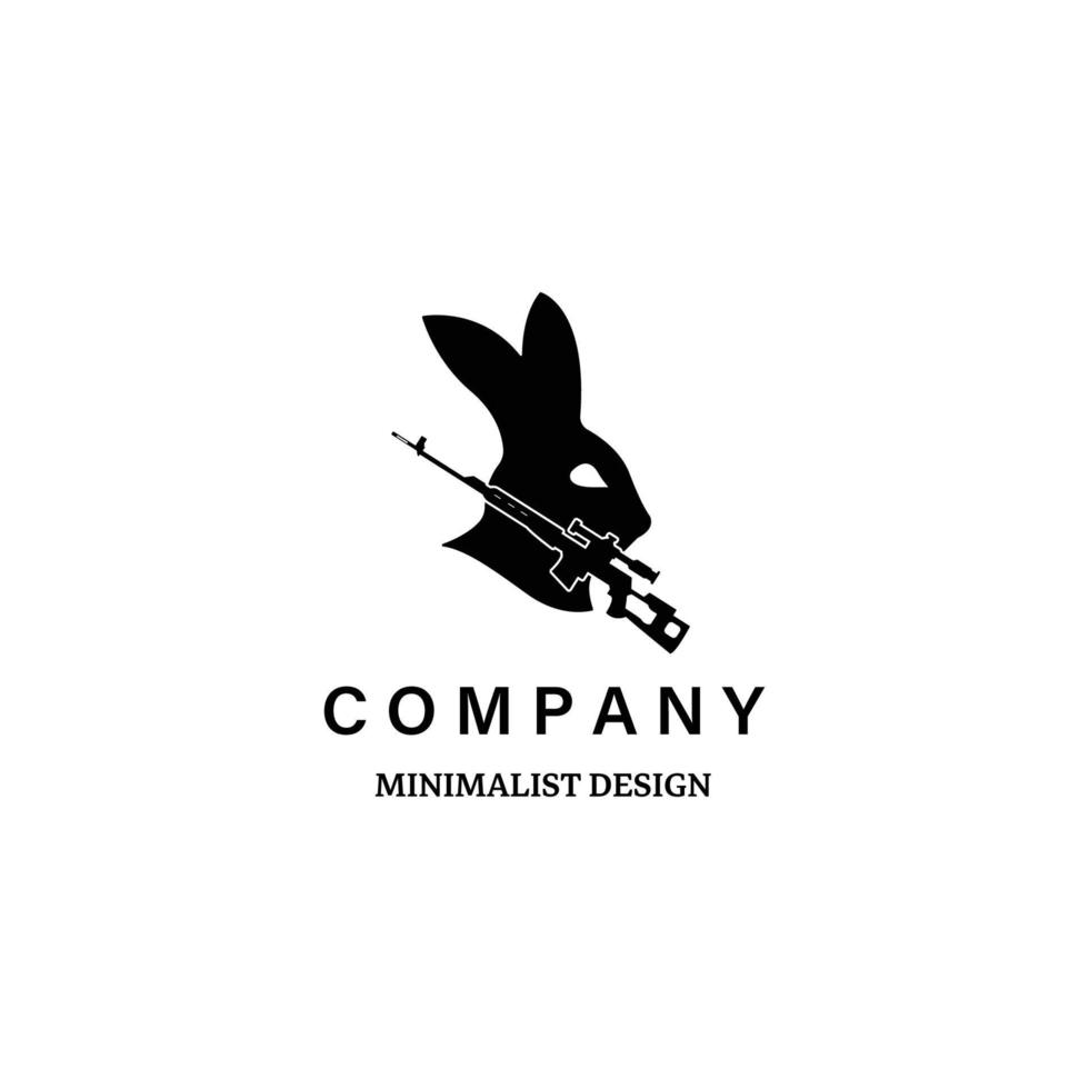 lapins de chasse logo vintage illustration vectorielle conception d'icône minimaliste vecteur