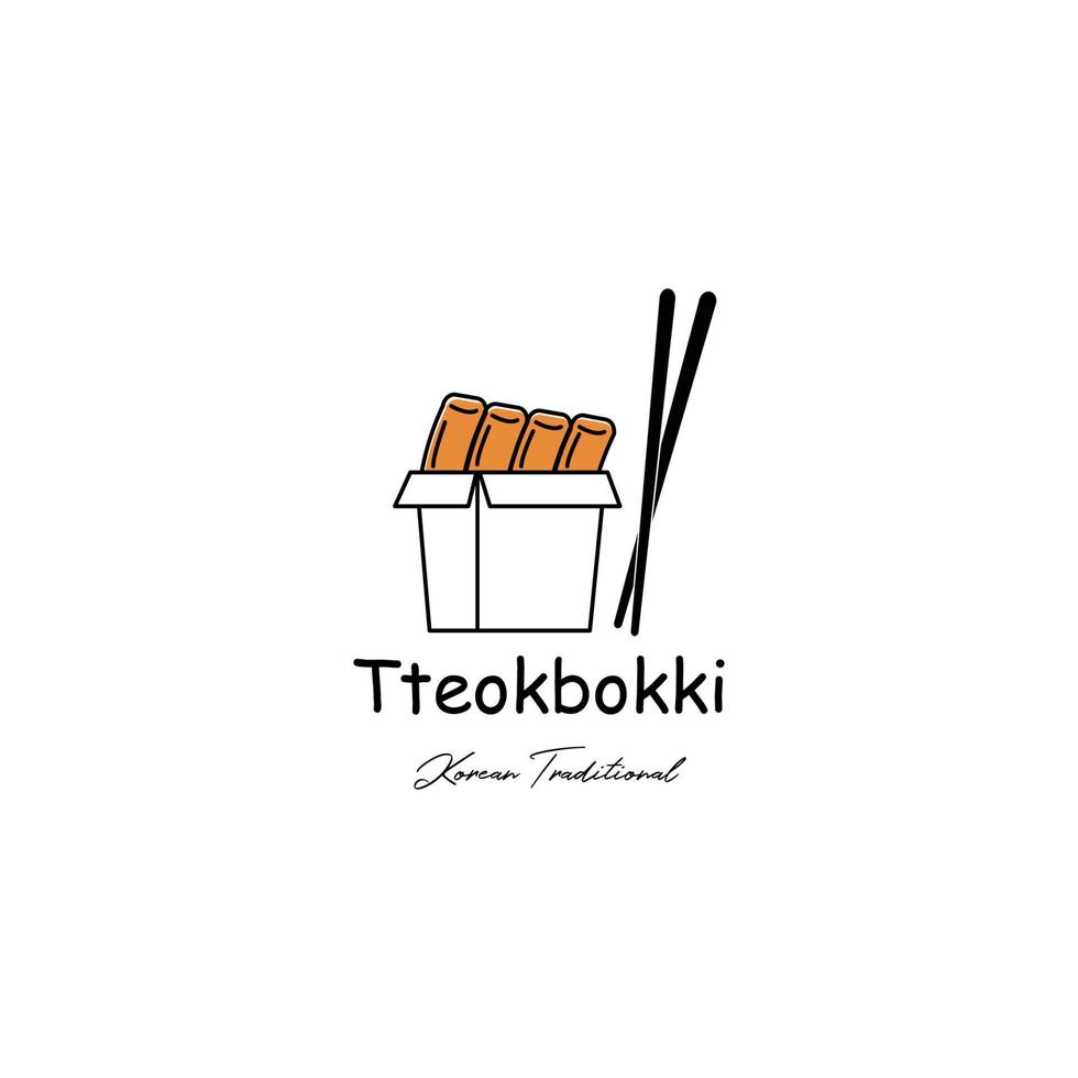 tteokbokki cuisine traditionnelle coréenne dessin au trait icône logo minimaliste vecteur illustration design