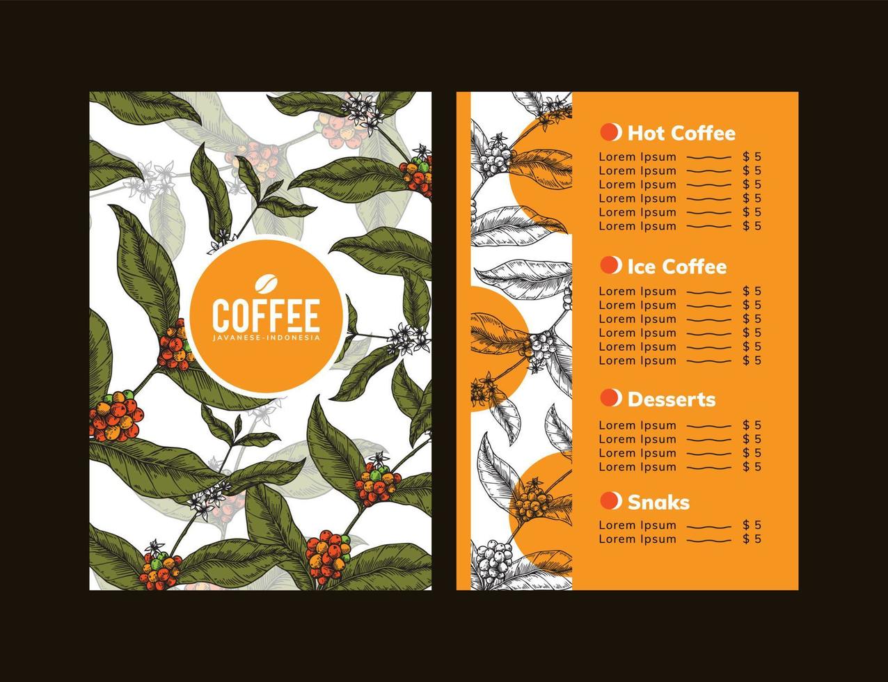 conception d'art de menu de café vecteur
