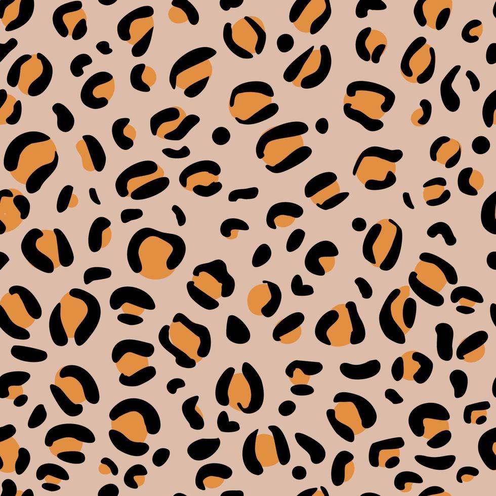 les taches de léopard sont un motif homogène de couleur naturelle. imprimé animal jaune-orange. les tendances. tâche noire. faune. impression textile. illustration vectorielle vecteur