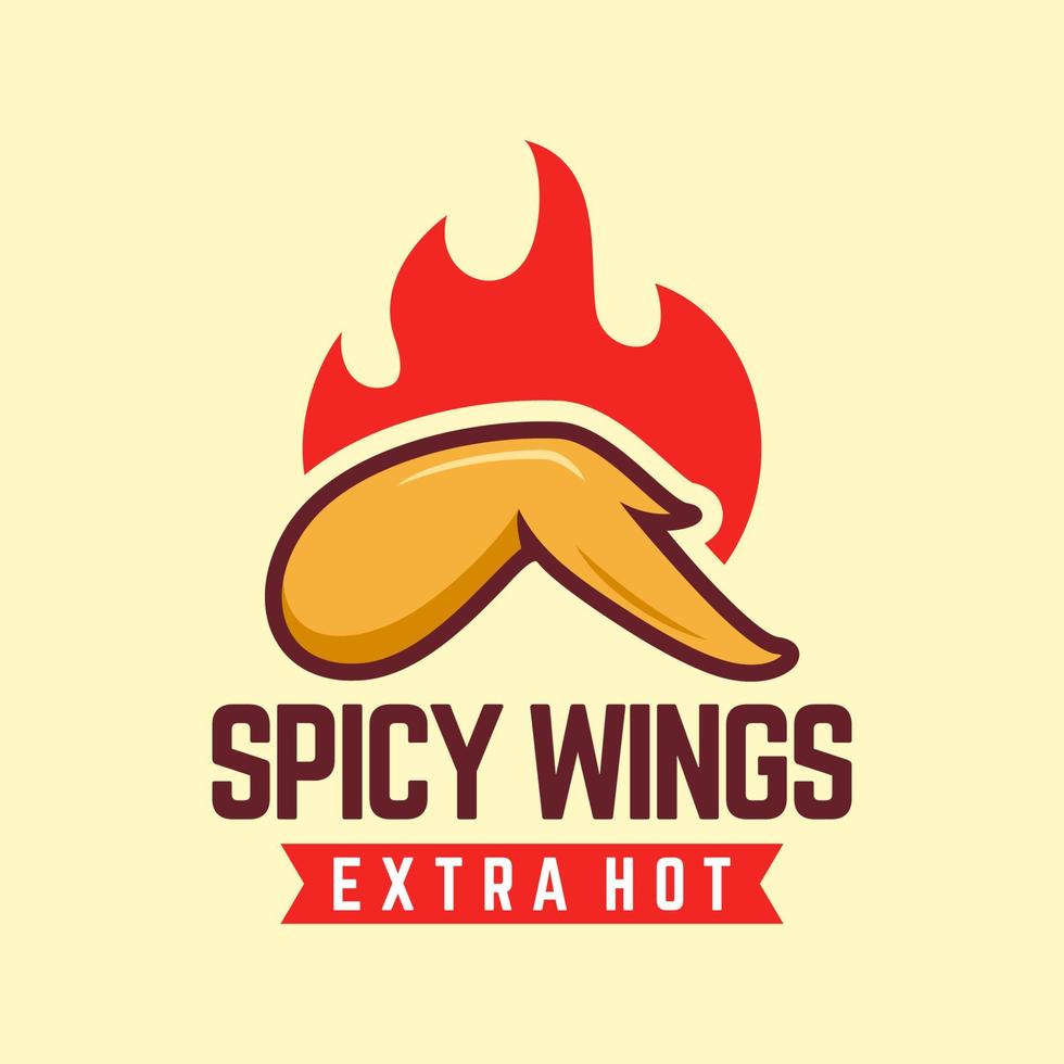 modèle de logo d'ailes épicées, adapté au logo du restaurant et du café vecteur
