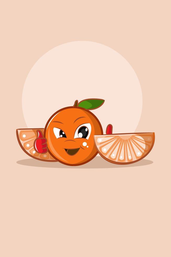 illustration de conception de personnage sourire orange fruit mignon vecteur