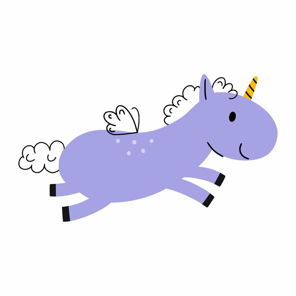 joli dessin de licorne. autocollant avec cheval. imprimer pour les vêtements. conception de pépinière. illustration vectorielle pour bébé vecteur