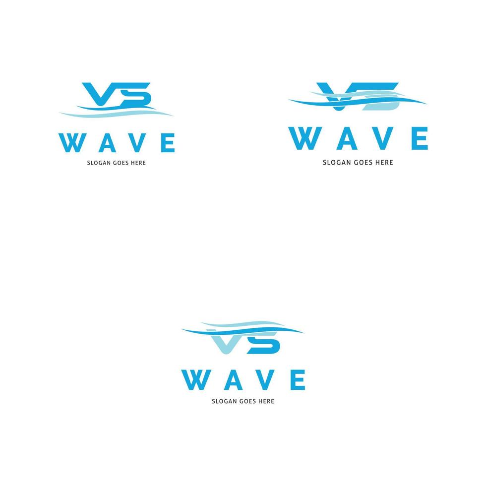 ensemble de lettre initiale vs vague icône vecteur logo modèle illustration design