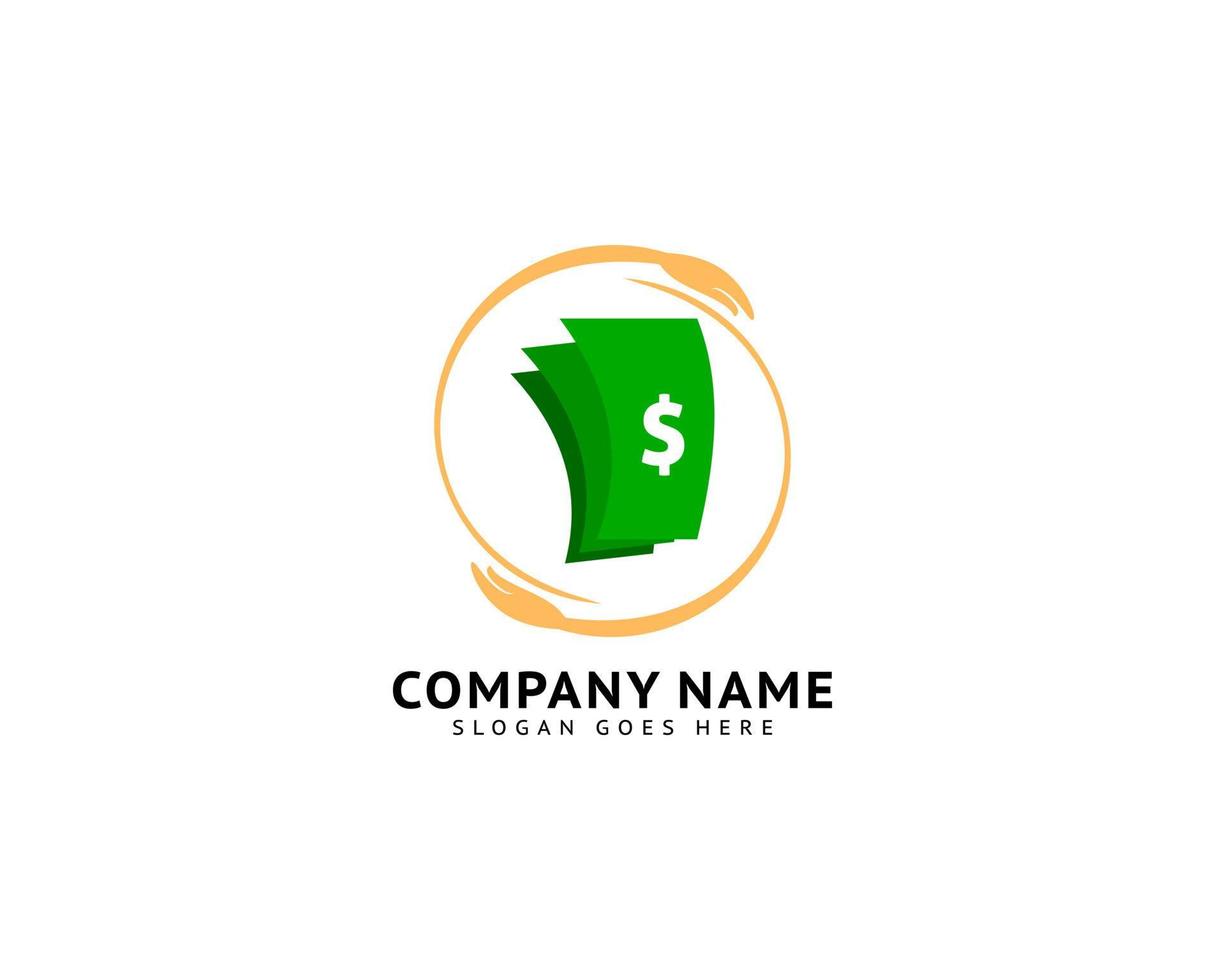 concept de logo de conception de soins d'argent vecteur