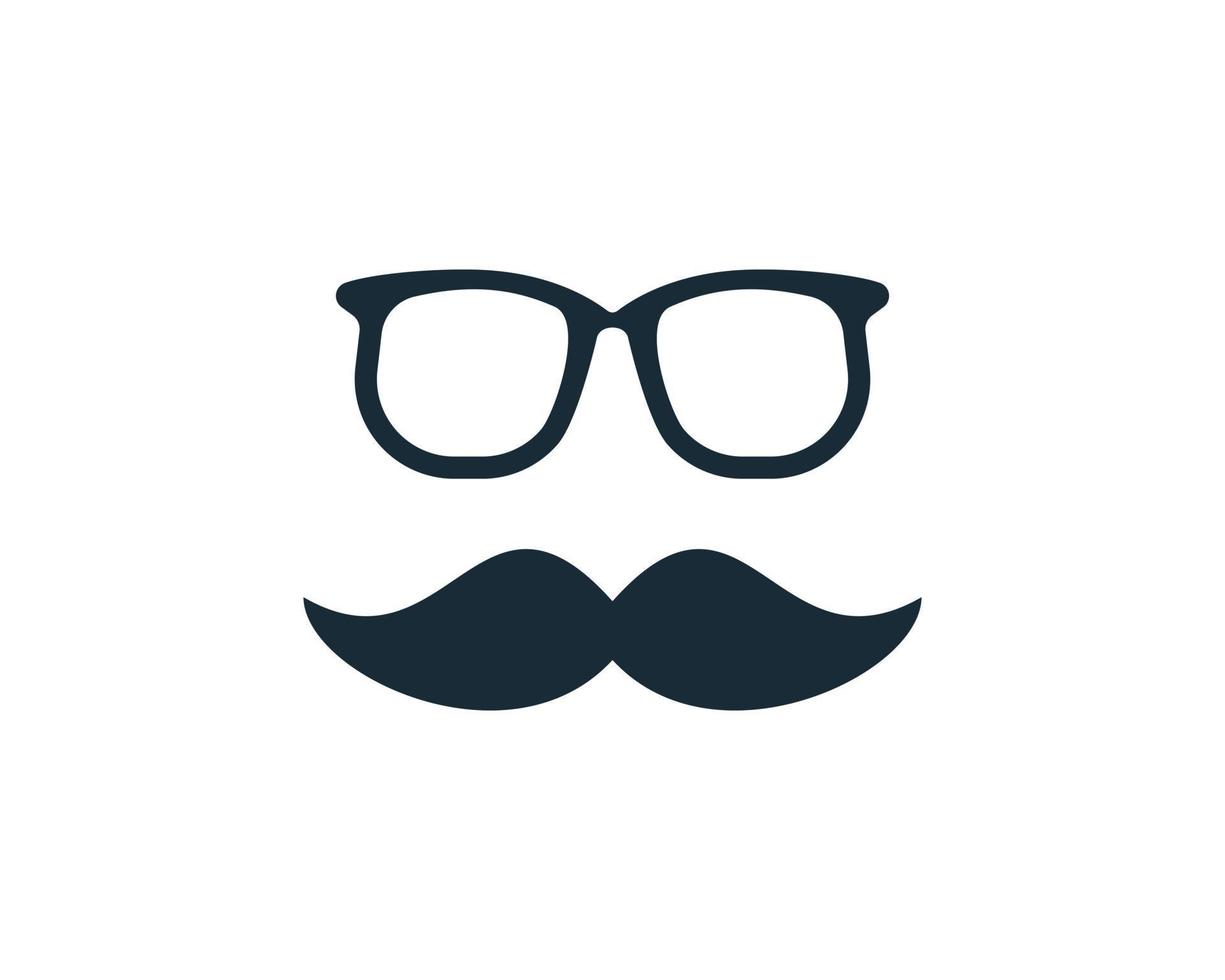 visage vintage avec lunettes et moustache icône logo vectoriel modèle illustration design