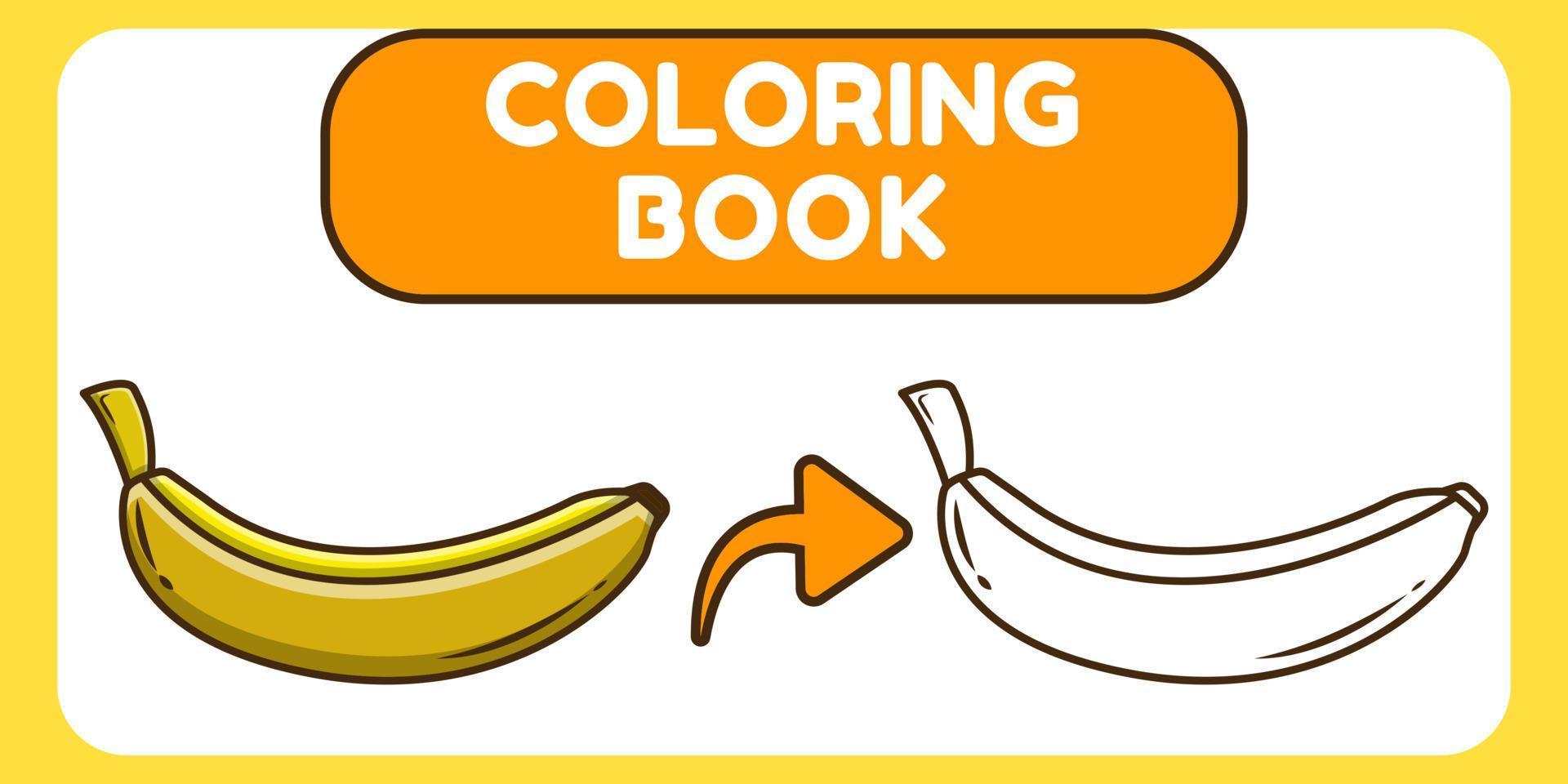 livre de coloriage de griffonnage de dessin animé dessiné à la main de banane mignonne pour les enfants vecteur