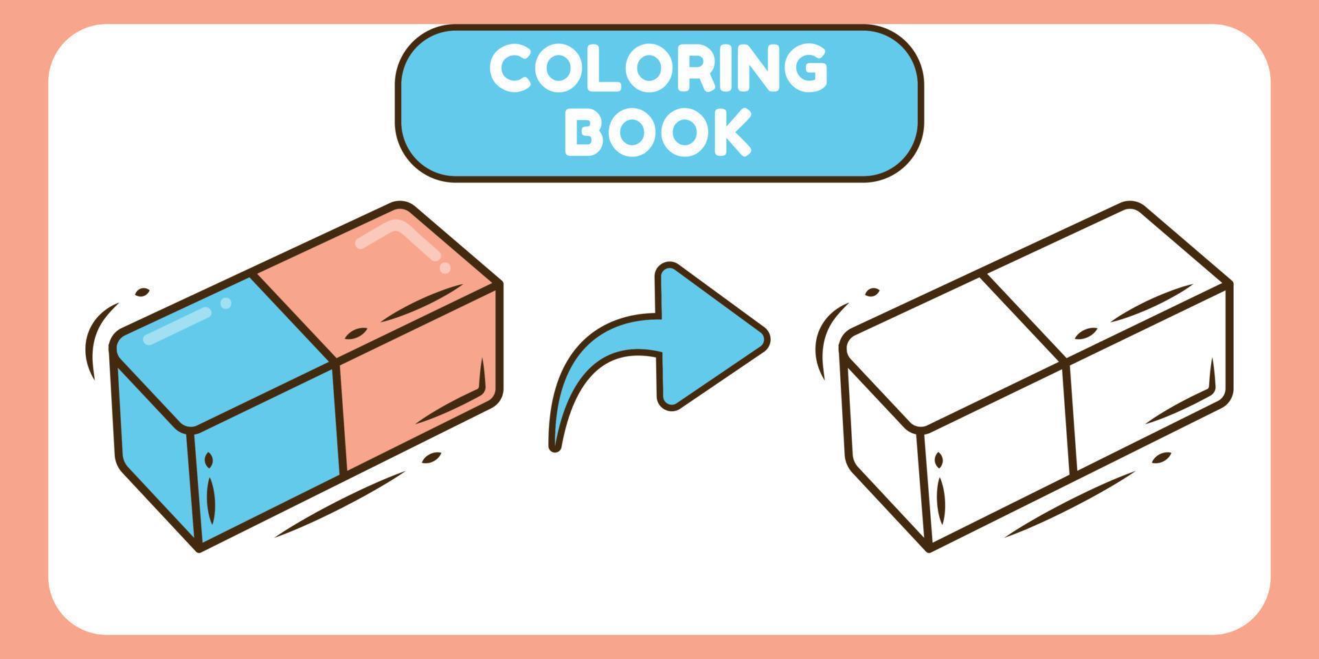 livre de coloriage de doodle de dessin animé dessiné à la main de gomme mignonne pour les enfants vecteur