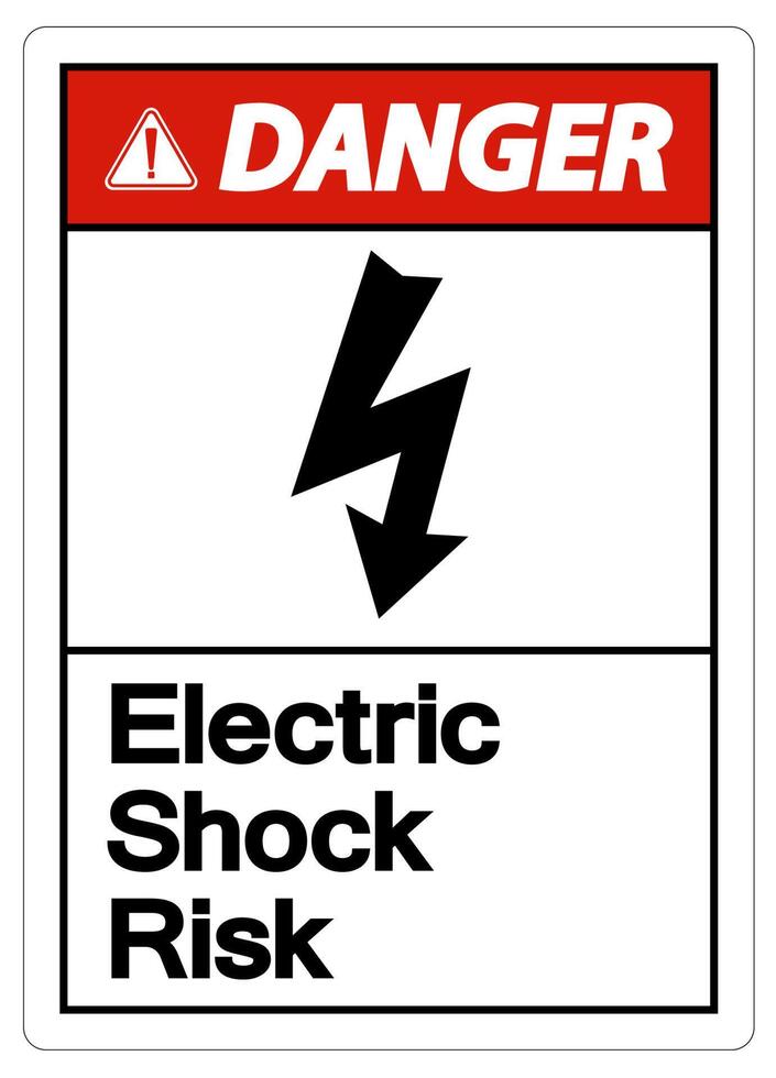 Symbole de risque de choc électrique danger signe sur fond blanc vecteur