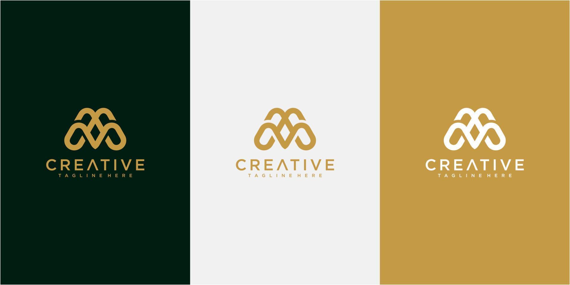 concept créatif de conception de logo de ligne mono lettre m vecteur