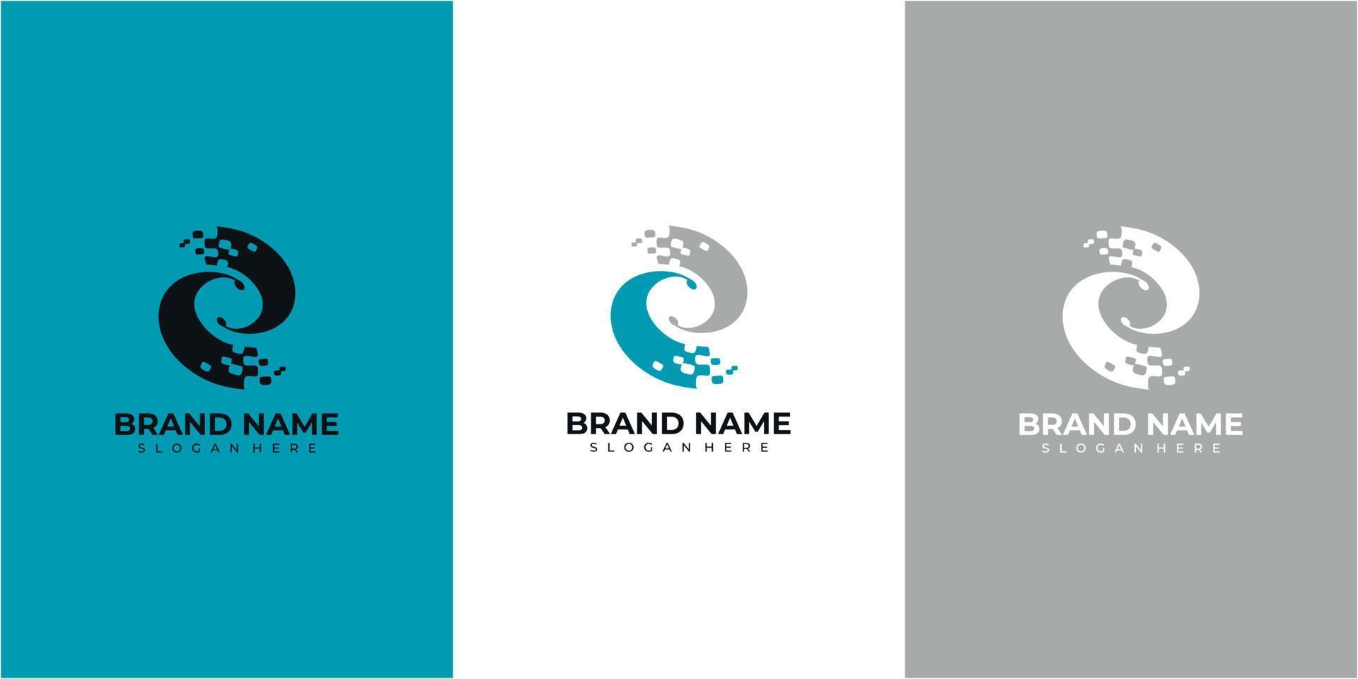 lettre p technologie logo design inspiration couleur bleu et gris vecteur