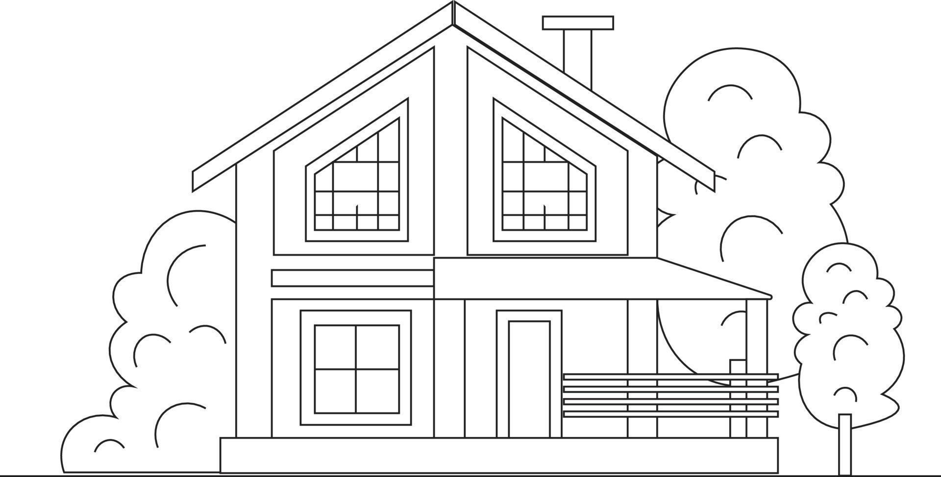 conception de page de coloriage de maison. conception de pages à colorier pour les enfants. conception de page de coloriage simple. vecteur