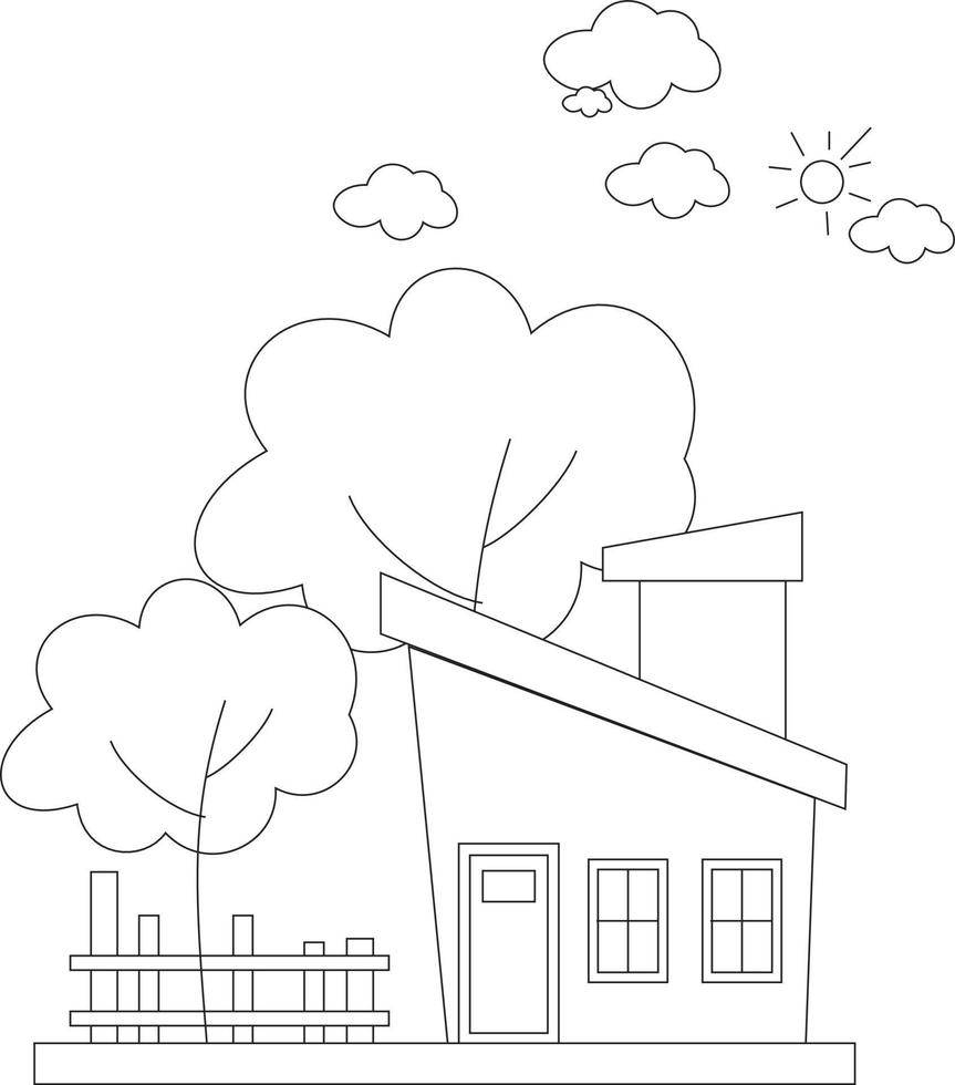 conception de page de coloriage de maison. conception de pages à colorier pour les enfants. conception de page de coloriage simple. vecteur