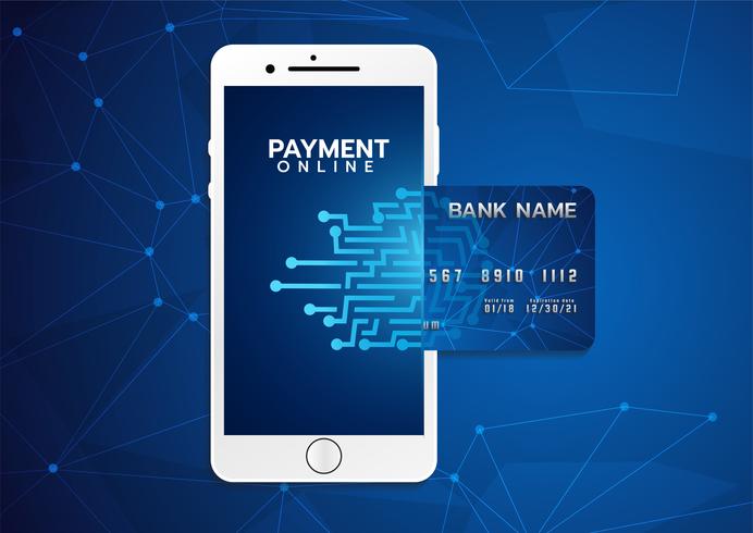 Concept de paiement mobile, Smartphone avec traitement des paiements mobiles par carte de crédit. Illustration vectorielle vecteur