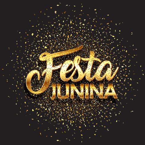 Fond Festa Junina avec des confettis de paillettes d&#39;or vecteur