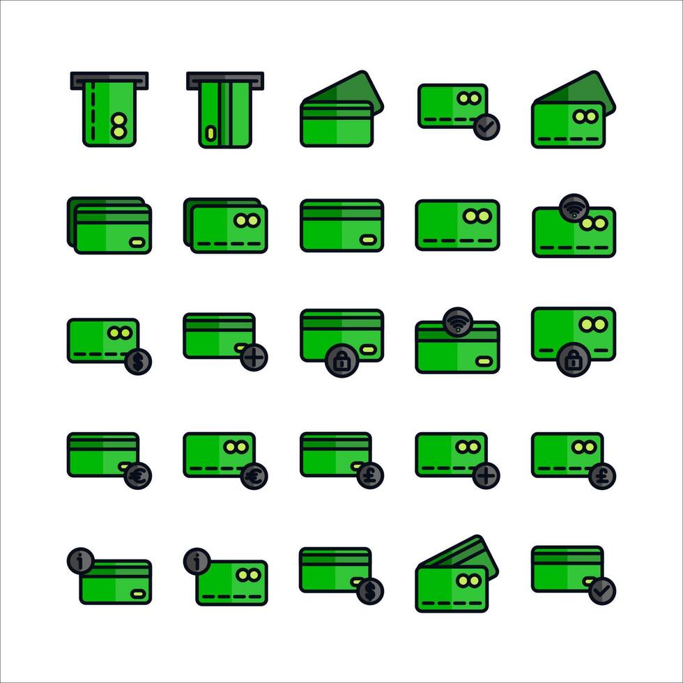 jeu d'icônes de carte de débit ligne plate vectorielle pour le site Web, l'application mobile, la présentation, les médias sociaux. vecteur