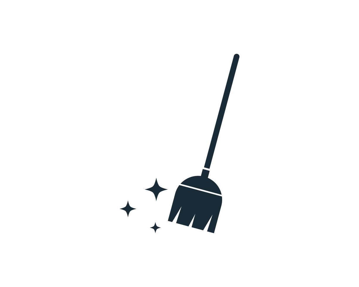 balai, équipement de service de nettoyage icône vecteur logo modèle illustration design