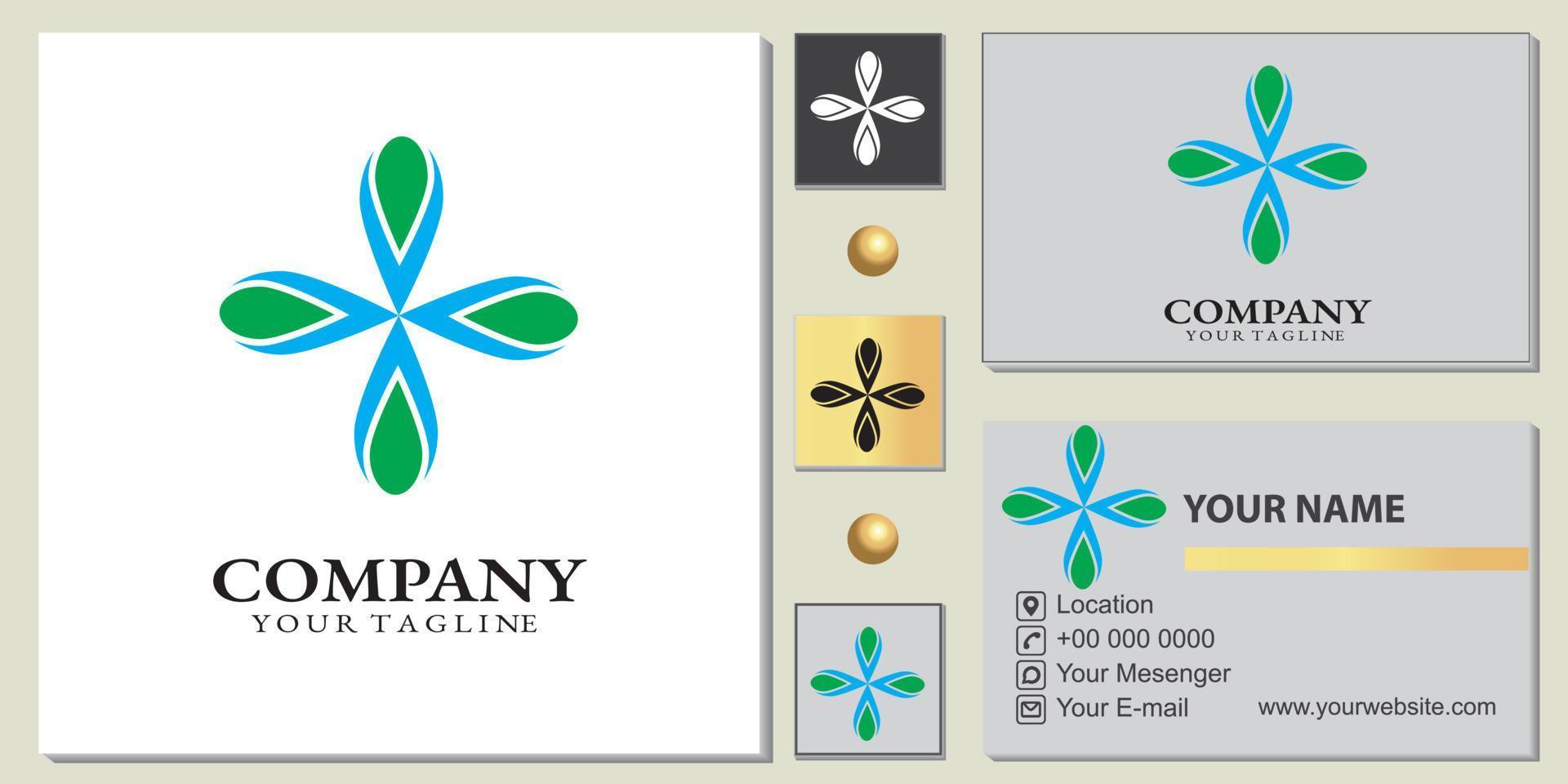 modèle premium de logo d'entreprise abstrait bleu et vert avec élégant vecteur de carte de visite eps 10