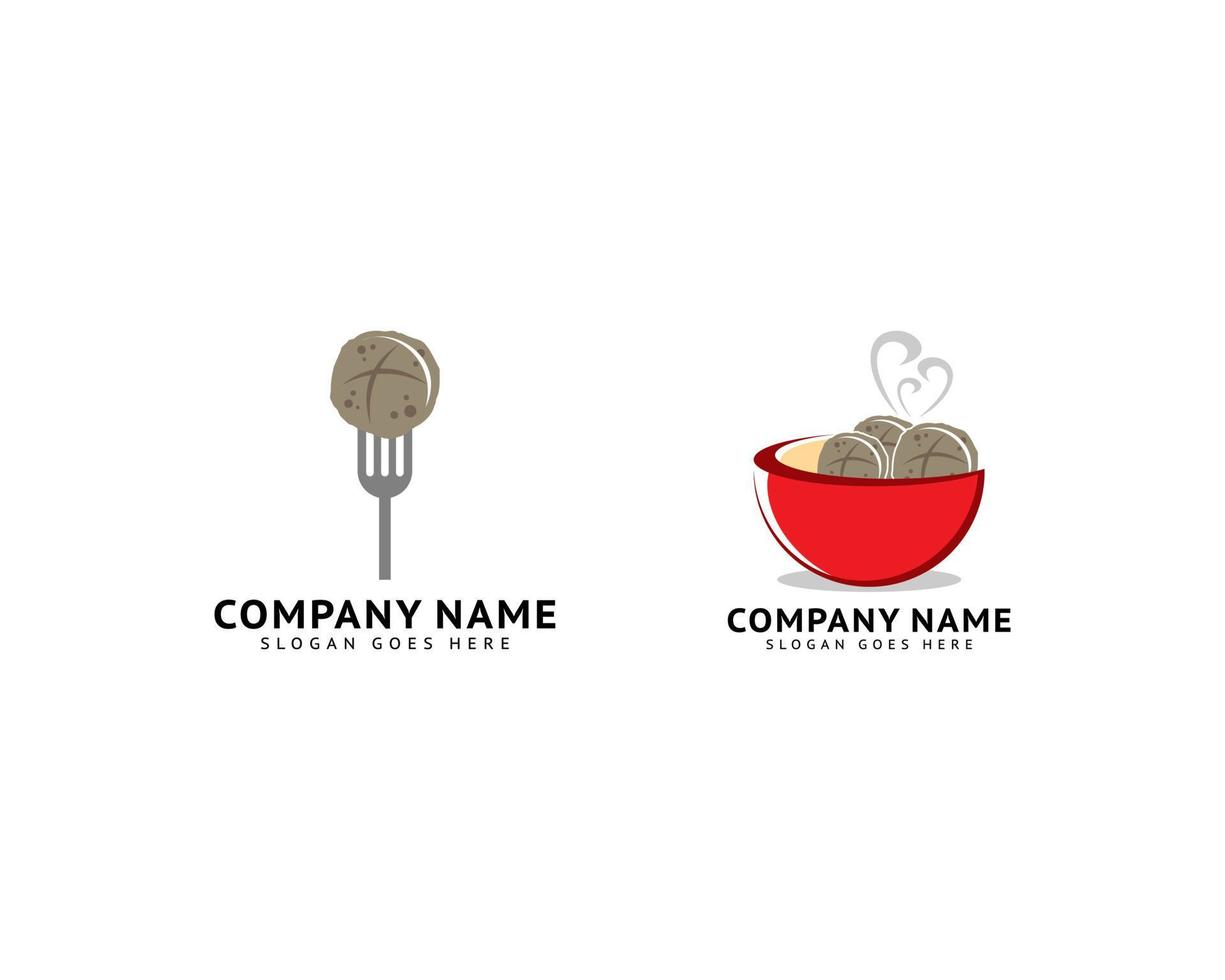 ensemble de boulettes de viande bakso logo modèle illustration vectorielle vecteur