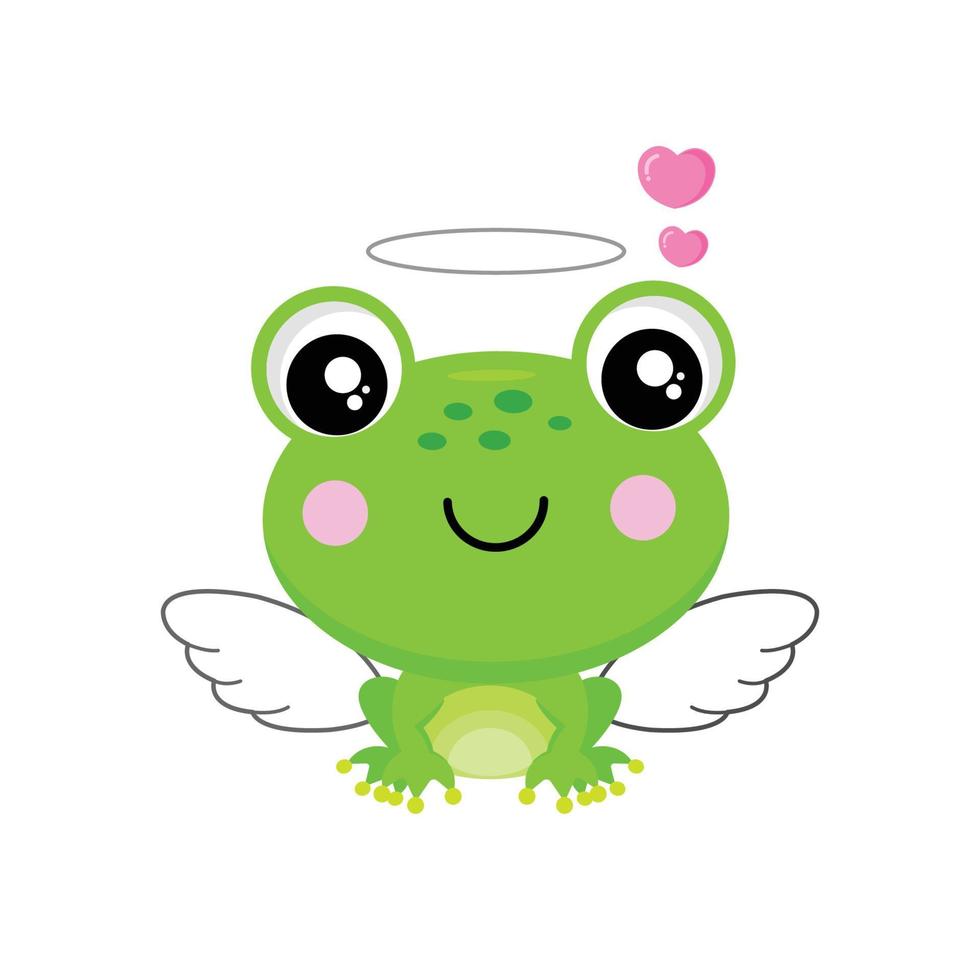 carte de voeux saint valentin. cupidon grenouille mignon avec coeur. vecteur