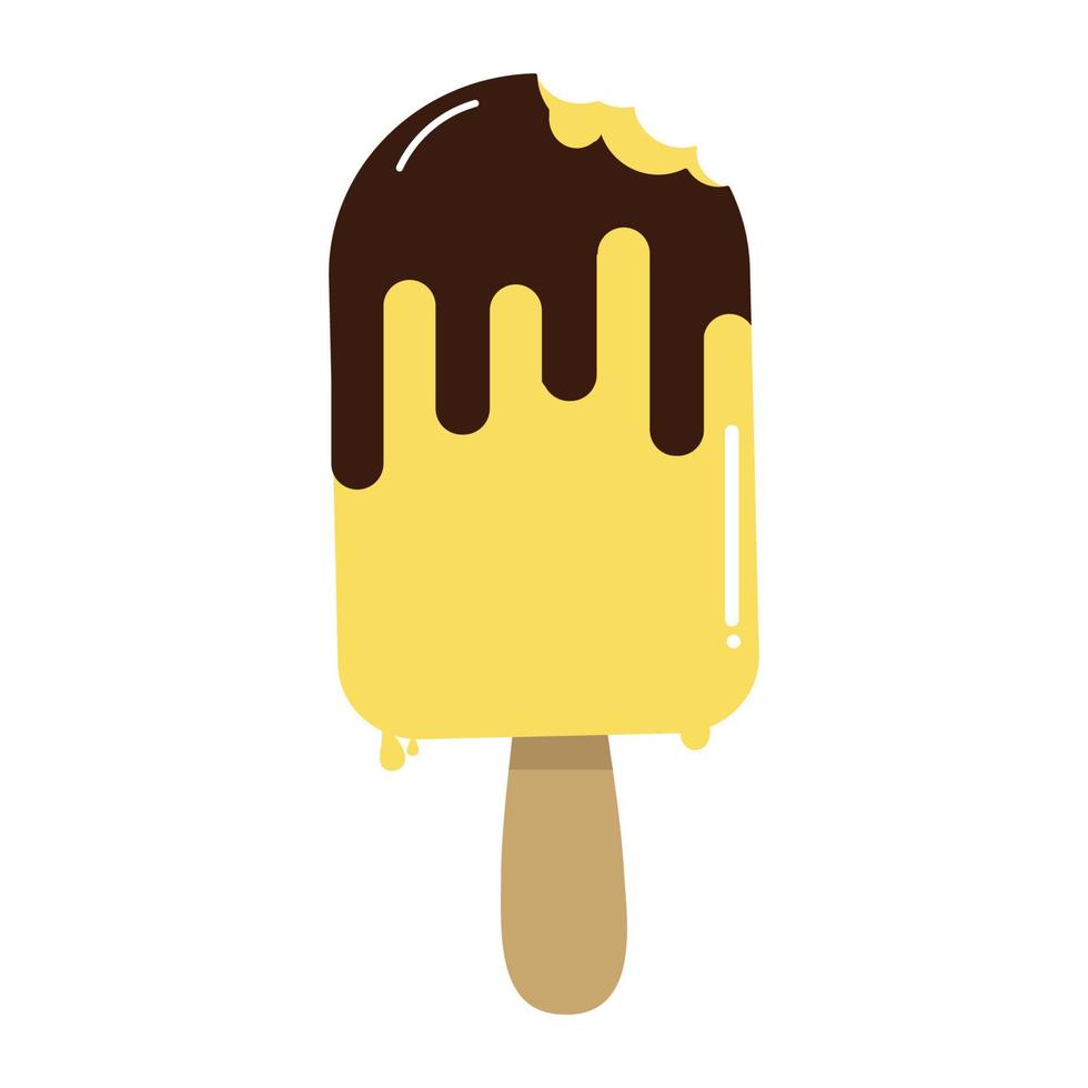 glace au bâton jaune mordu vecteur