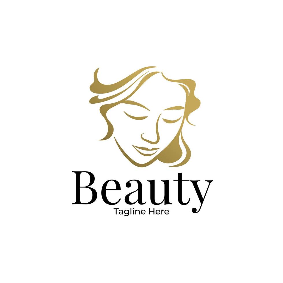 modèle de logo beauté femme or vecteur